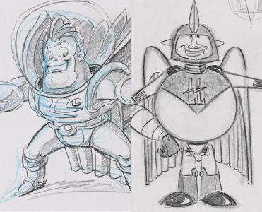 Early sketches of Buzz Lightyear from Pixar Fest in 2020.